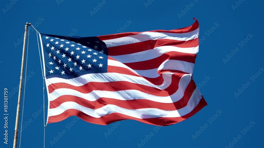 High quality video of USA flag waving in wind in 4K High quality video of USA flag waving in wind in 4K