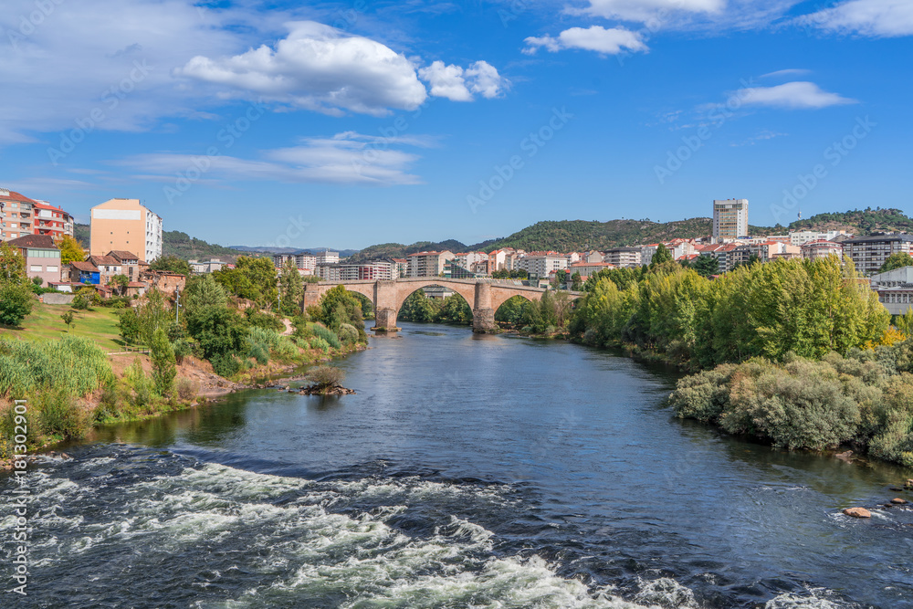 Overlook bridge and river Minho in the city of Ourense in Spain