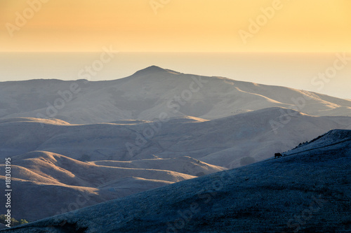 San Luis Obispo mountains during sunset with cows grazing in the hills © Aaron