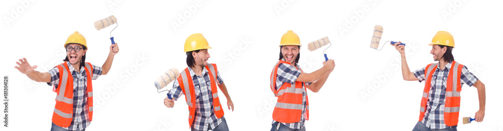 Funny painter isolated on white Funny painter isolated on white