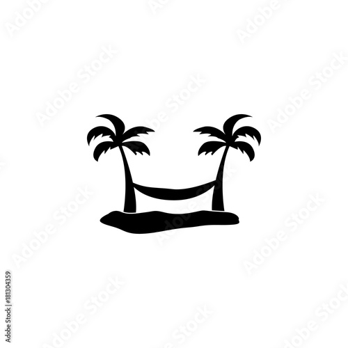 hammock between two palm trees icon
