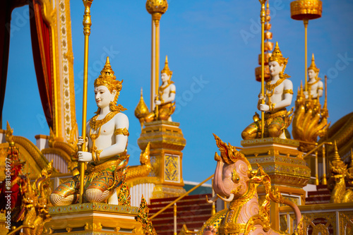 Bangkok, Thailand - November 9 2017: The royal crematorium of His Majesty late King Bhumibol Adulyadej built for the royal funeral at Sanam Luang