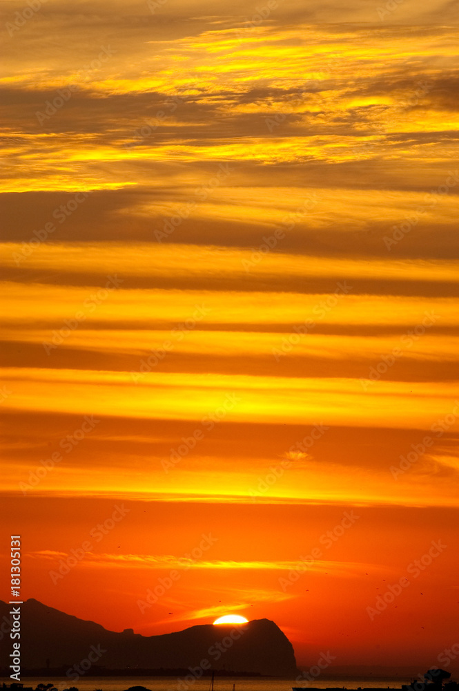 Cloud stripes at sunset in Sicily - Isola delle femmine - Province of Palermo