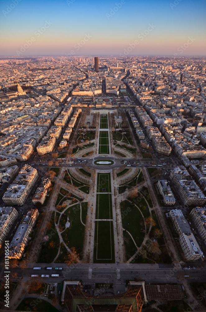 Paris seen from the Eiffel tower, France.
