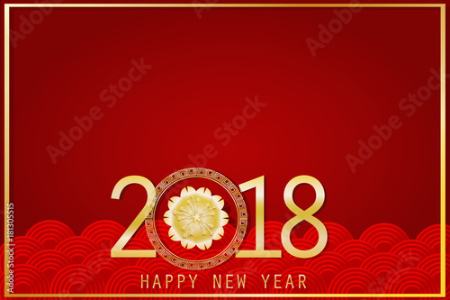 2018 Happy Chinese New Year.  Dog zodiac symbol of 2018 art vector design for greeting cards, calendars, banners or background.
