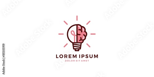 brain bulb lamp logo smart idea vector download