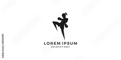 muay thai kick boxing logo vector icon download photo