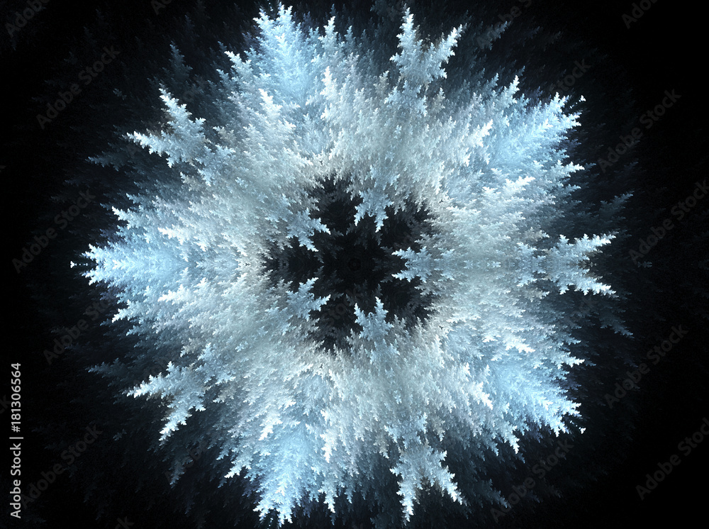 Naklejka premium fractal three-dimensional illustration a snowflake on a dark background