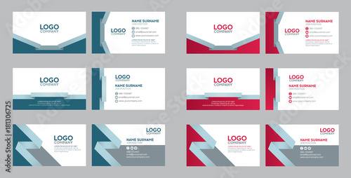 set of modern business name card template, ribbon concept