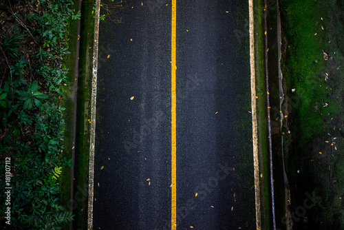 top view of asphalt texture background. Empty road from top view.
