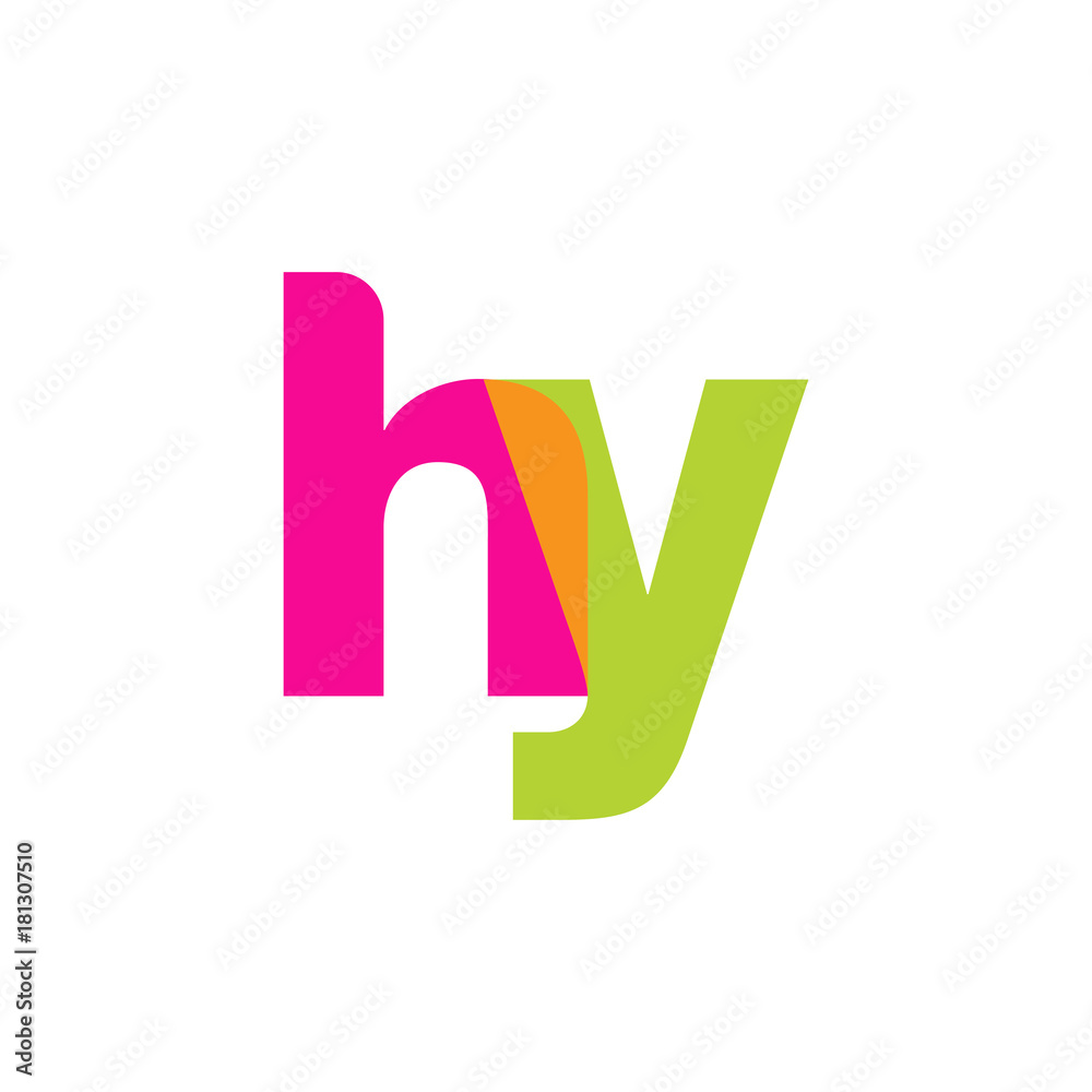 Initial letter hy, overlapping transparent lowercase logo, modern magenta orange green colors Initial letter hy, overlapping transparent lowercase logo, modern magenta orange green colors