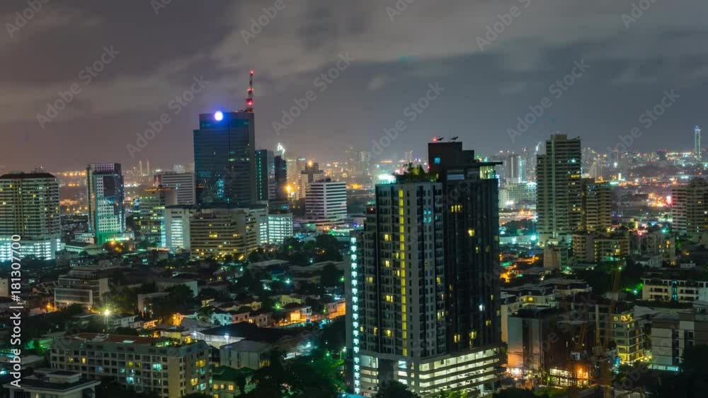 Day to Night High rise Time lapse Bangkok skyline in Thailand, Bangkok is metropolis and favorite place for tourists in South East Asia, Panoramic and perspective High angle view of Business city Day to Night High rise Time lapse Bangkok skyline in Thailand, Bangkok is metropolis and favorite place for tourists in South East Asia, Panoramic and perspective High angle view of Business city