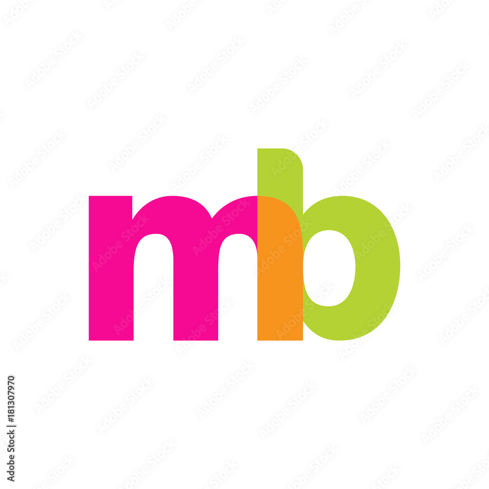 Initial letter mb, overlapping transparent lowercase logo, modern magenta orange green colors Initial letter mb, overlapping transparent lowercase logo, modern magenta orange green colors