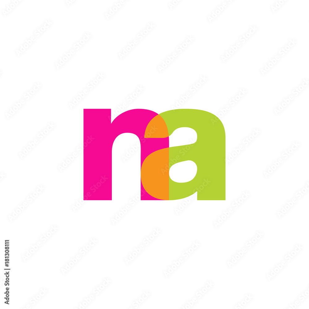 Initial letter na, overlapping transparent lowercase logo, modern magenta orange green colors Initial letter na, overlapping transparent lowercase logo, modern magenta orange green colors