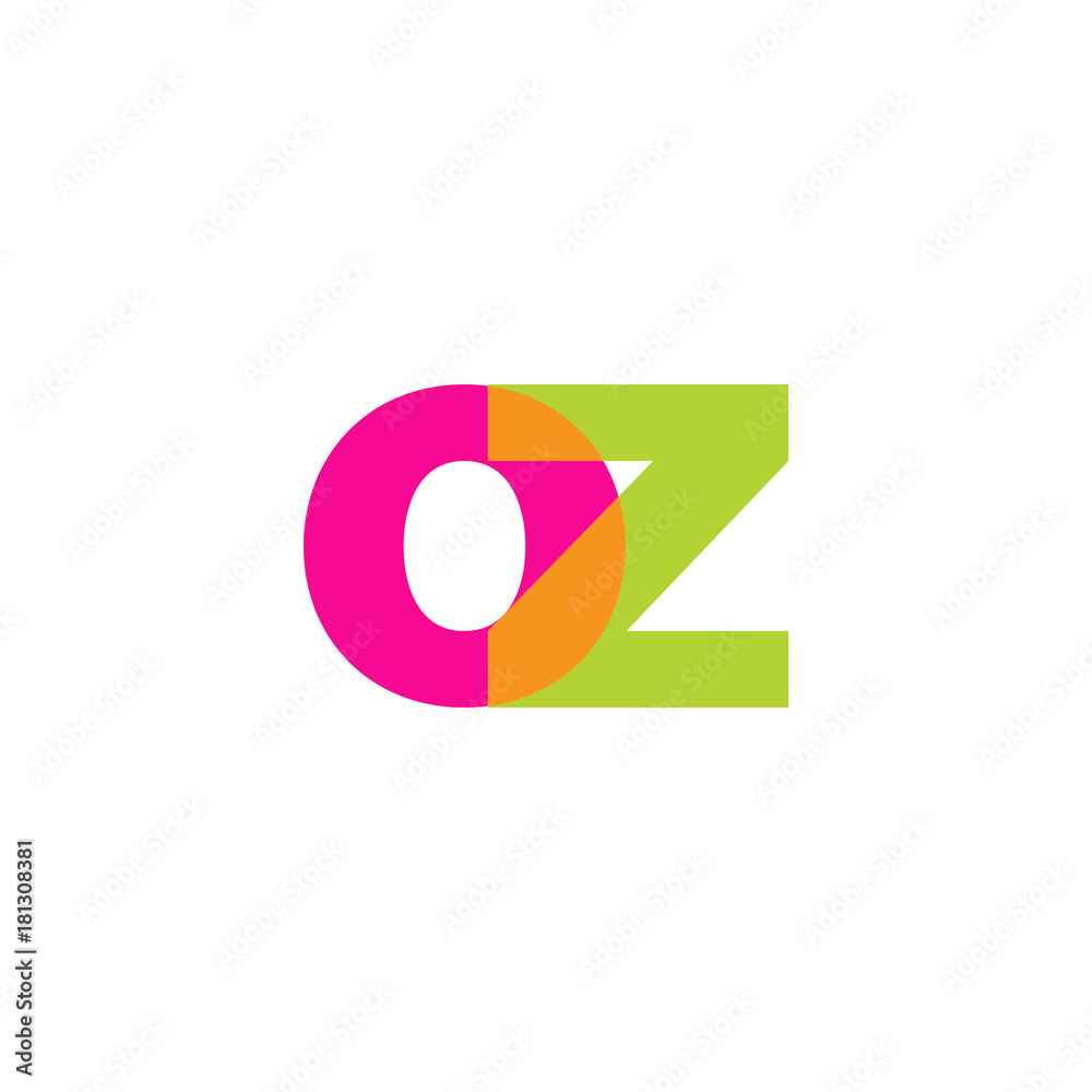 Initial letter oz, overlapping transparent lowercase logo, modern magenta orange green colors Initial letter oz, overlapping transparent lowercase logo, modern magenta orange green colors