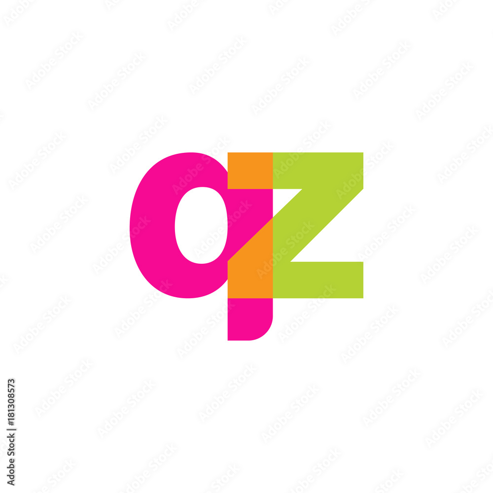 Initial letter qz, overlapping transparent lowercase logo, modern magenta orange green colors Initial letter qz, overlapping transparent lowercase logo, modern magenta orange green colors