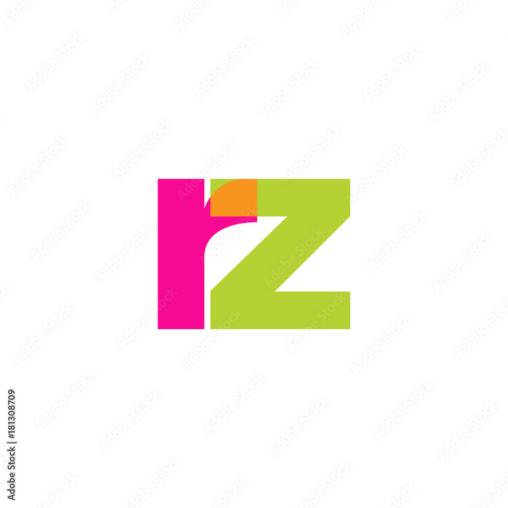 Initial letter rz, overlapping transparent lowercase logo, modern magenta orange green colors Initial letter rz, overlapping transparent lowercase logo, modern magenta orange green colors