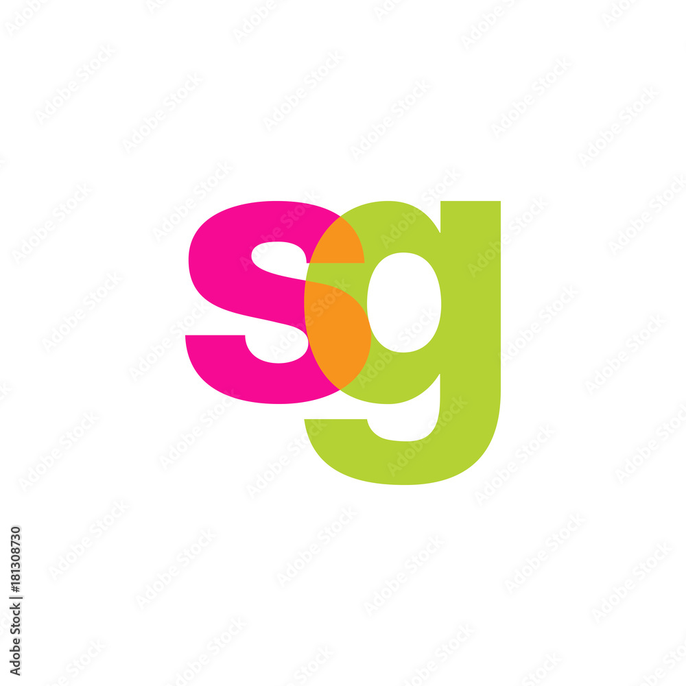 Initial letter sg, overlapping transparent lowercase logo, modern magenta orange green colors Initial letter sg, overlapping transparent lowercase logo, modern magenta orange green colors