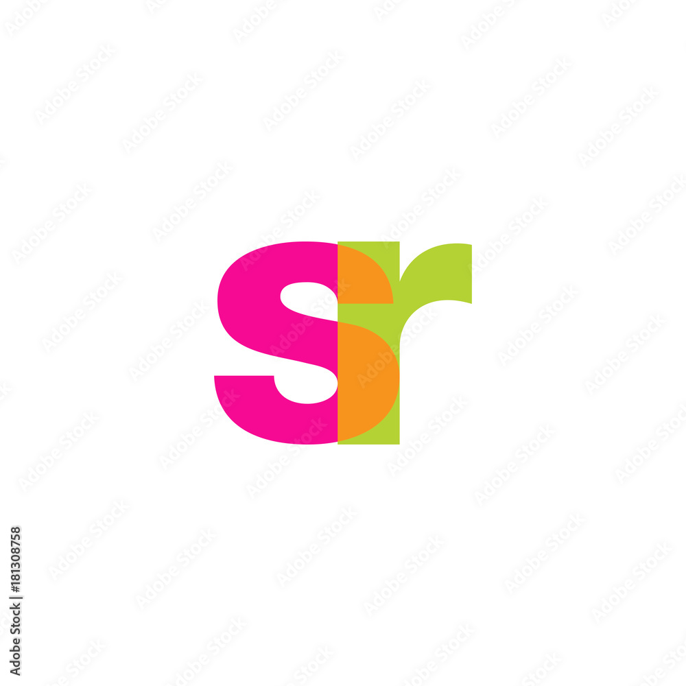 Initial letter sr, overlapping transparent lowercase logo, modern magenta orange green colors Initial letter sr, overlapping transparent lowercase logo, modern magenta orange green colors
