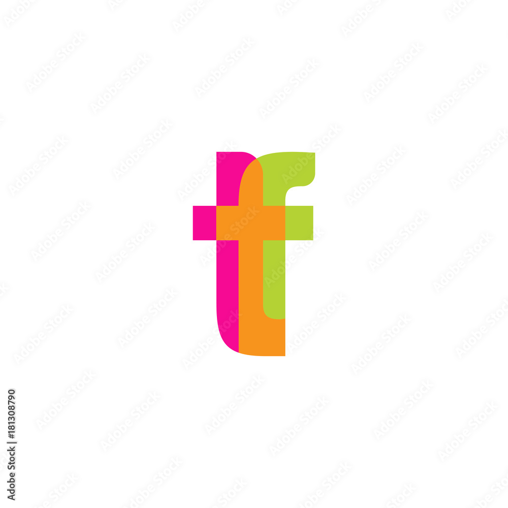Initial letter tf, overlapping transparent lowercase logo, modern magenta orange green colors Initial letter tf, overlapping transparent lowercase logo, modern magenta orange green colors