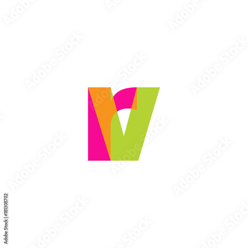 Free Download Initial letter rv, overlapping transparent lowercase logo, modern magenta orange green colors - GFXLoad