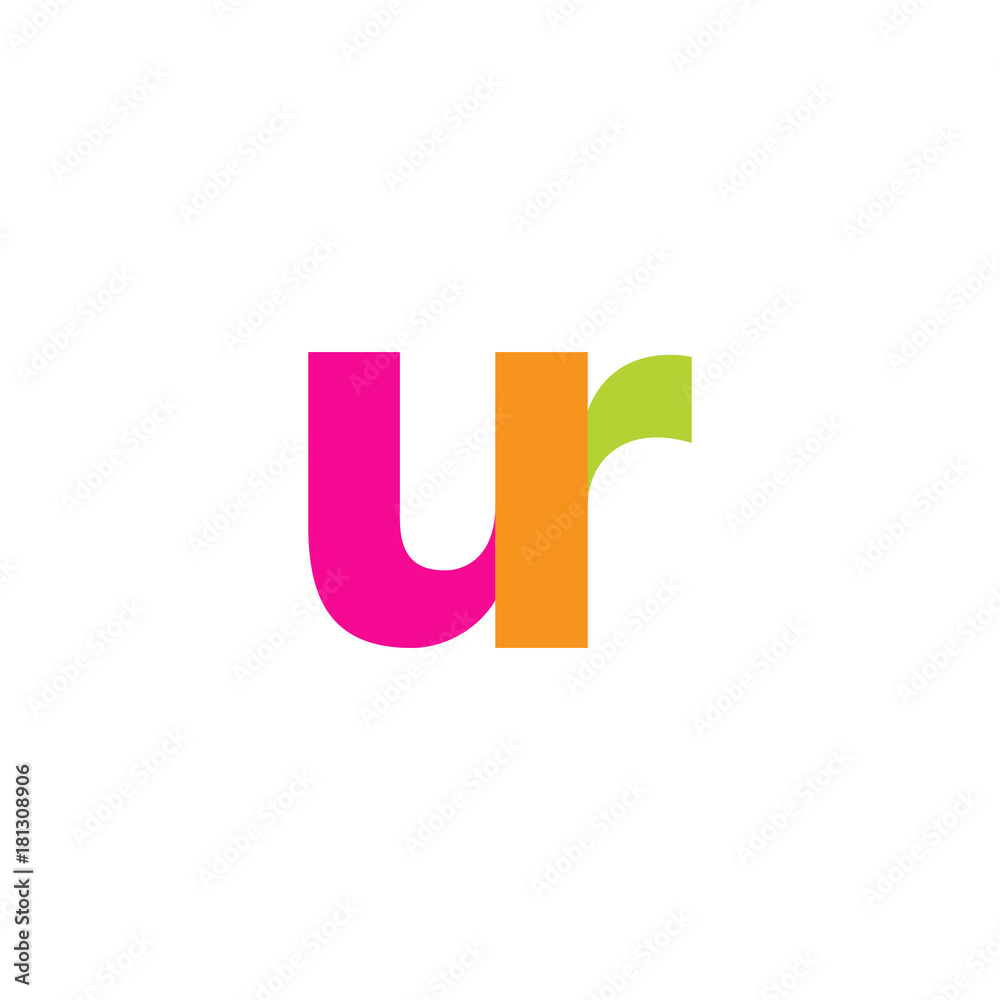 Initial letter ur, overlapping transparent lowercase logo, modern magenta orange green colors Initial letter ur, overlapping transparent lowercase logo, modern magenta orange green colors