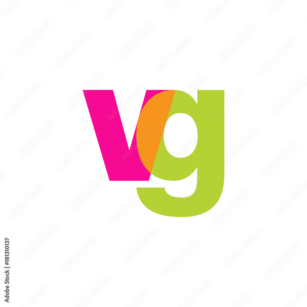Initial letter vg, overlapping transparent lowercase logo, modern magenta orange green colors Initial letter vg, overlapping transparent lowercase logo, modern magenta orange green colors