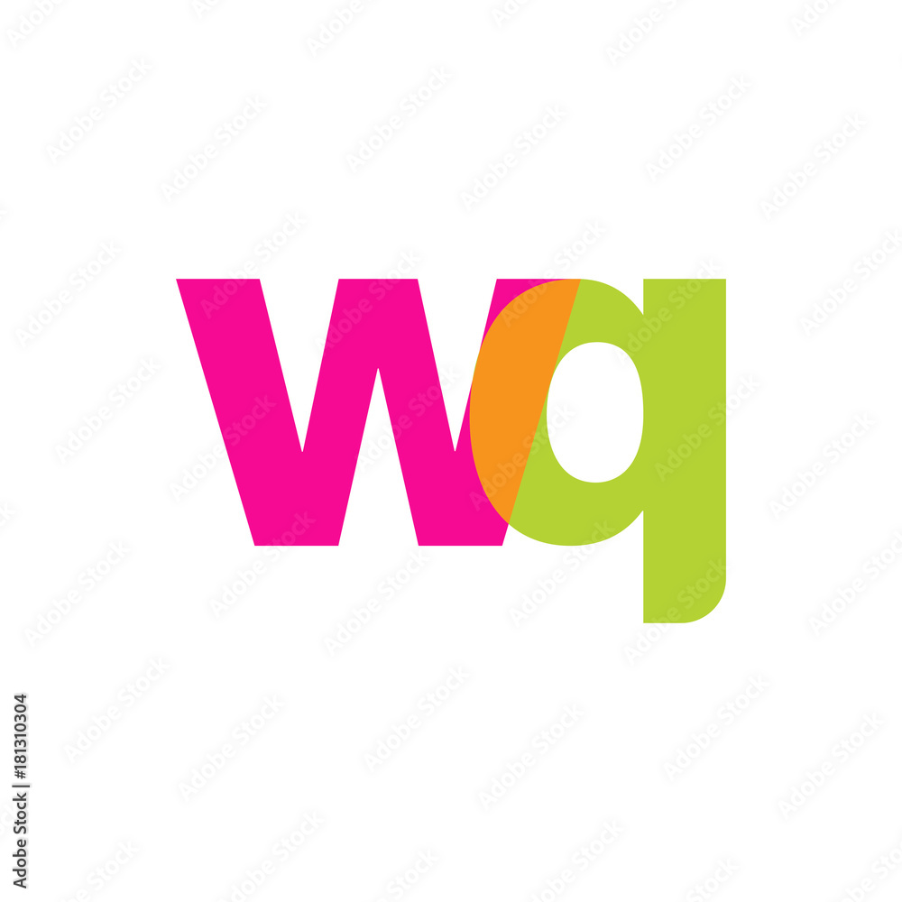 Initial letter wq, overlapping transparent lowercase logo, modern magenta orange green colors Initial letter wq, overlapping transparent lowercase logo, modern magenta orange green colors