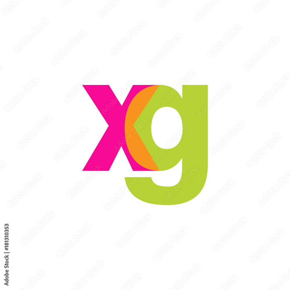 Initial letter xg, overlapping transparent lowercase logo, modern magenta orange green colors Initial letter xg, overlapping transparent lowercase logo, modern magenta orange green colors