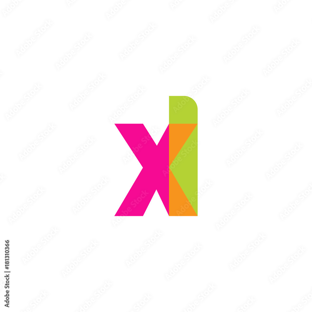 Initial letter xl, overlapping transparent lowercase logo, modern magenta orange green colors Initial letter xl, overlapping transparent lowercase logo, modern magenta orange green colors
