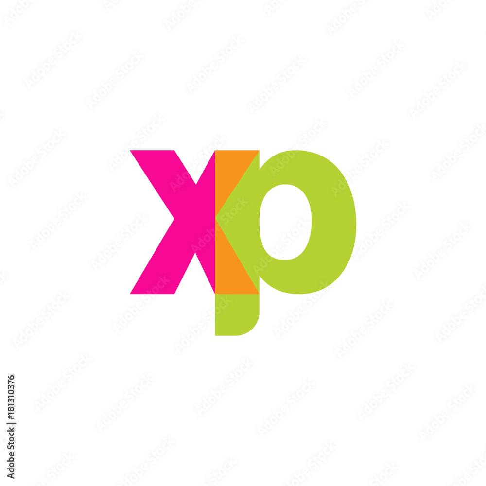 Initial letter xp, overlapping transparent lowercase logo, modern magenta orange green colors Initial letter xp, overlapping transparent lowercase logo, modern magenta orange green colors