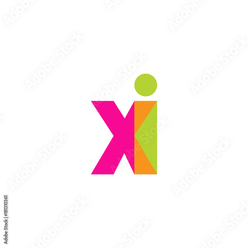 Free Download Initial letter xi, overlapping transparent lowercase logo, modern magenta orange green colors - GFXLoad