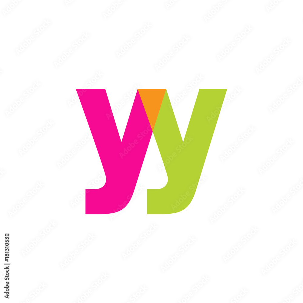 Initial letter yy, overlapping transparent lowercase logo, modern magenta orange green colors Initial letter yy, overlapping transparent lowercase logo, modern magenta orange green colors