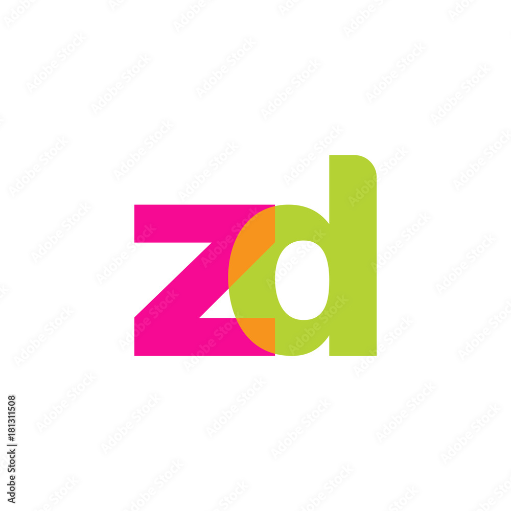 Initial letter zd, overlapping transparent lowercase logo, modern magenta orange green colors Initial letter zd, overlapping transparent lowercase logo, modern magenta orange green colors