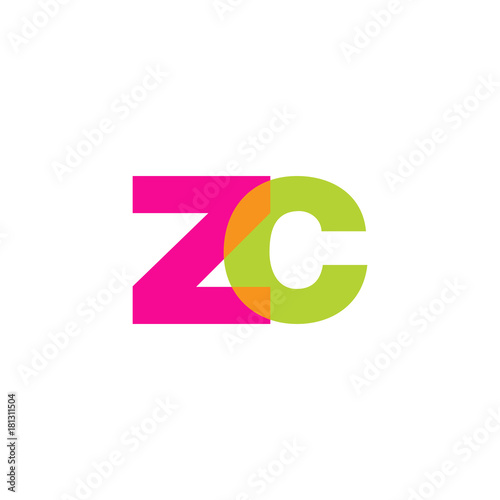 Free Download Initial letter zc, overlapping transparent lowercase logo, modern magenta orange green colors - GFXLoad