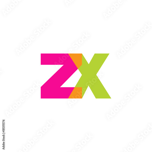 Free Download Initial letter zx, overlapping transparent lowercase logo, modern magenta orange green colors - GFXLoad
