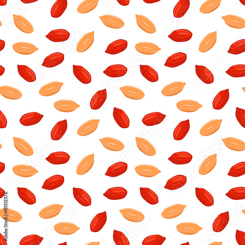 Seamless pattern with peanuts on a white background