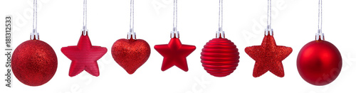 A set of christmas tree decoration red ball isolated on white background for your design.