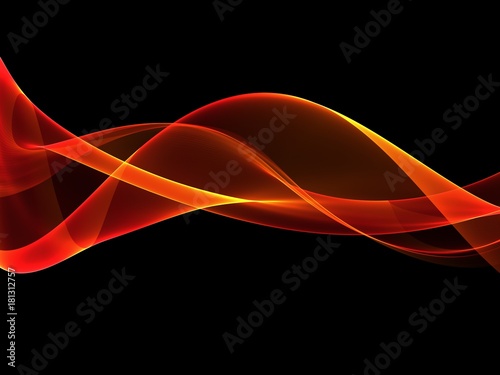 Abstract background with orange hot wavy lines on black background