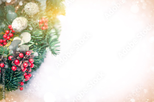 Christmas wreath isolated on a white snow background