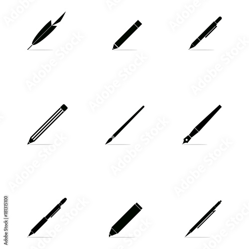 Set of pen icons for graphic design. Isolated objects 