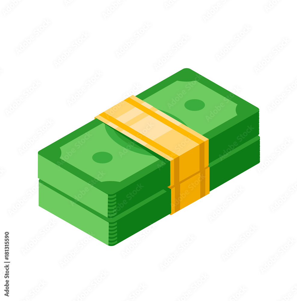 Isometric money icon. Isometric money icon.