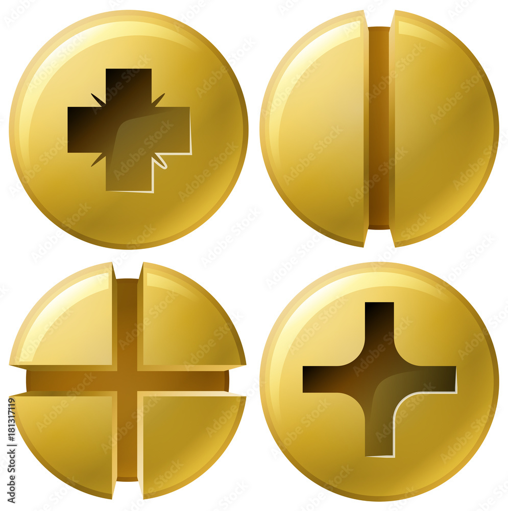 Fototapeta premium Golden nailhead in four designs