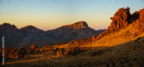 rocks on the Teide volcano in the light of the rising sun © Mike Mareen