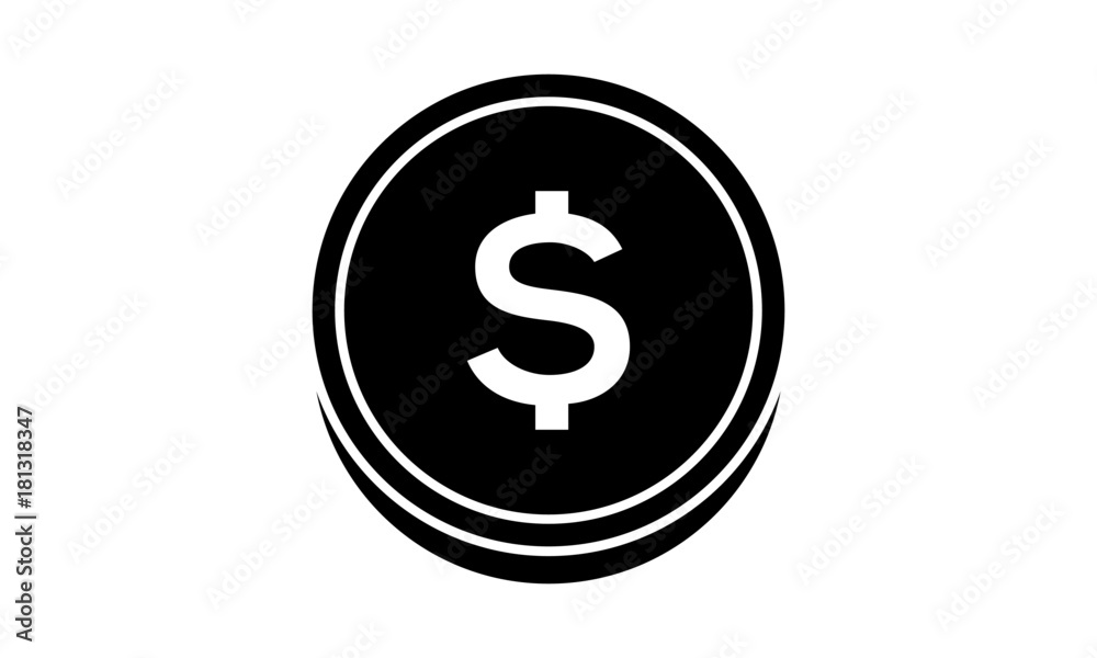 Dollar Coin icon isolated on white. Vector illustration. Dollar Coin icon isolated on white. Vector illustration.