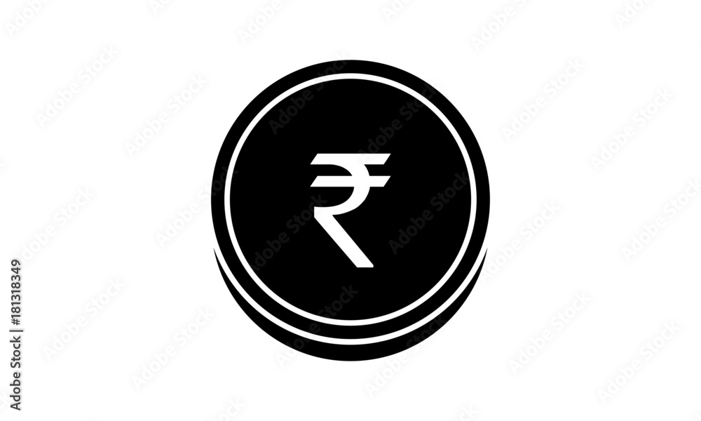 Indian Rupee Coin icon isolated on white. Vector illustration. Indian Rupee Coin icon isolated on white. Vector illustration.