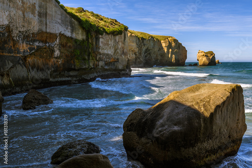 Tunnel beach, Dunedin, Otago, New Zealand.