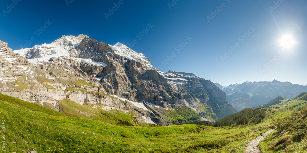 The little Scheidegg in Switzerland with a great alpine panorama
