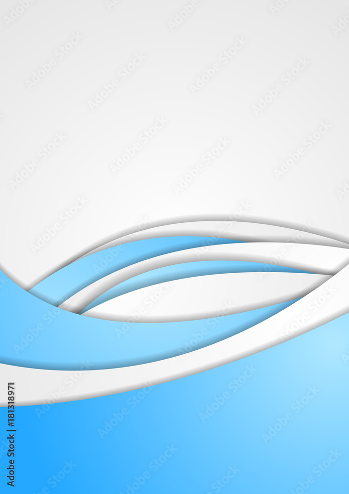 Fototapeta premium Blue and grey abstract wavy corporate background