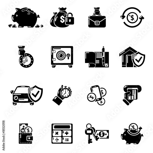 Credit icons set, simple style